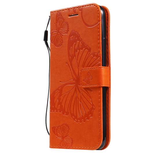 For iPhone 11 Pro Pressed Printing Butterfly Pattern Horizontal Flip PU Leather Case with Holder & Card Slots & Wallet & Lanyard (Orange) - iPhone 11 Pro Cases by buy2fix | Online Shopping UK | buy2fix