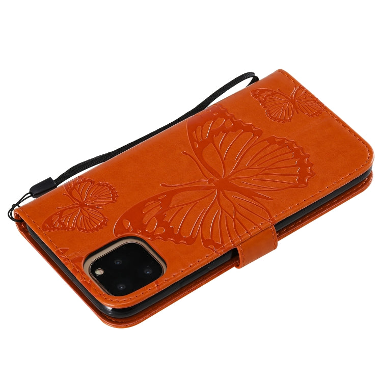 For iPhone 11 Pro Pressed Printing Butterfly Pattern Horizontal Flip PU Leather Case with Holder & Card Slots & Wallet & Lanyard (Orange) - iPhone 11 Pro Cases by buy2fix | Online Shopping UK | buy2fix
