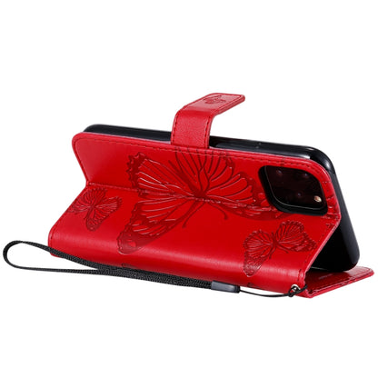 For iPhone 11 Pro Pressed Printing Butterfly Pattern Horizontal Flip PU Leather Case with Holder & Card Slots & Wallet & Lanyard (Red) - iPhone 11 Pro Cases by buy2fix | Online Shopping UK | buy2fix