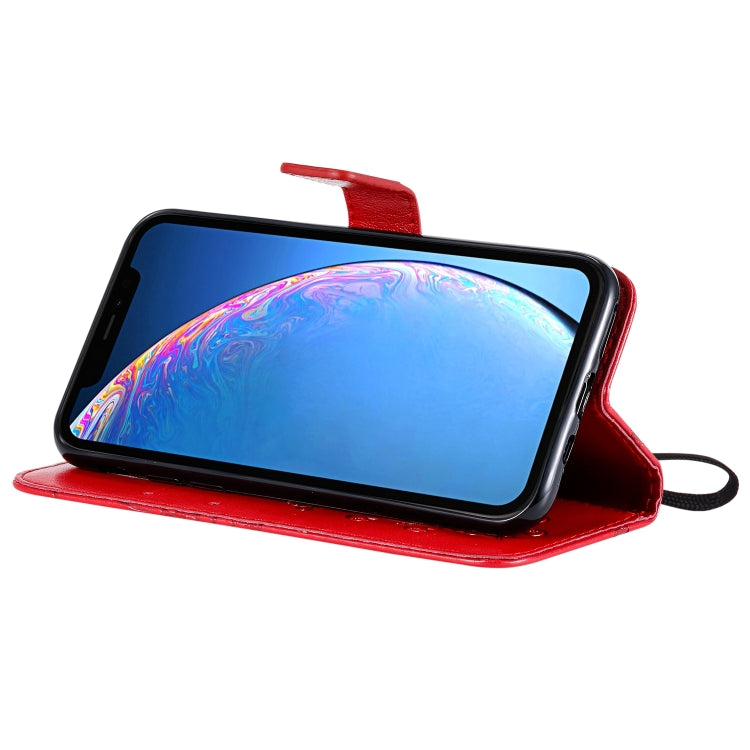 For iPhone 11 Pro Pressed Printing Butterfly Pattern Horizontal Flip PU Leather Case with Holder & Card Slots & Wallet & Lanyard (Red) - iPhone 11 Pro Cases by buy2fix | Online Shopping UK | buy2fix