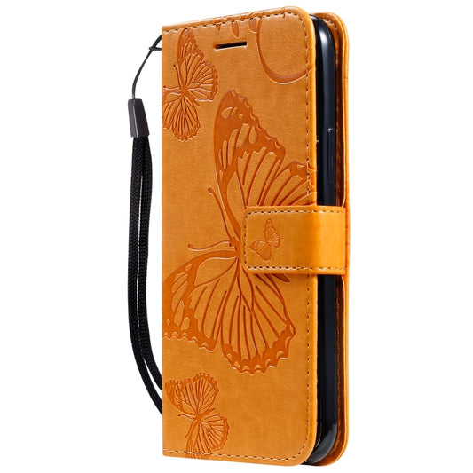 For iPhone 11 Pro Pressed Printing Butterfly Pattern Horizontal Flip PU Leather Case with Holder & Card Slots & Wallet & Lanyard (Yellow) - iPhone 11 Pro Cases by buy2fix | Online Shopping UK | buy2fix