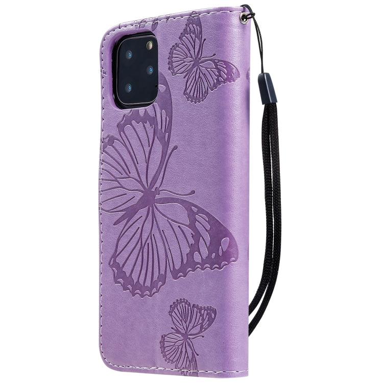 For iPhone 11 Pro Pressed Printing Butterfly Pattern Horizontal Flip PU Leather Case with Holder & Card Slots & Wallet & Lanyard (Purple) - iPhone 11 Pro Cases by buy2fix | Online Shopping UK | buy2fix