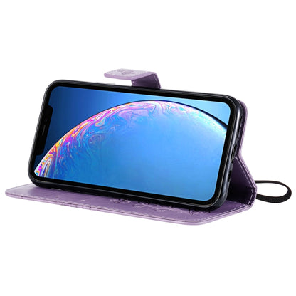 For iPhone 11 Pro Pressed Printing Butterfly Pattern Horizontal Flip PU Leather Case with Holder & Card Slots & Wallet & Lanyard (Purple) - iPhone 11 Pro Cases by buy2fix | Online Shopping UK | buy2fix