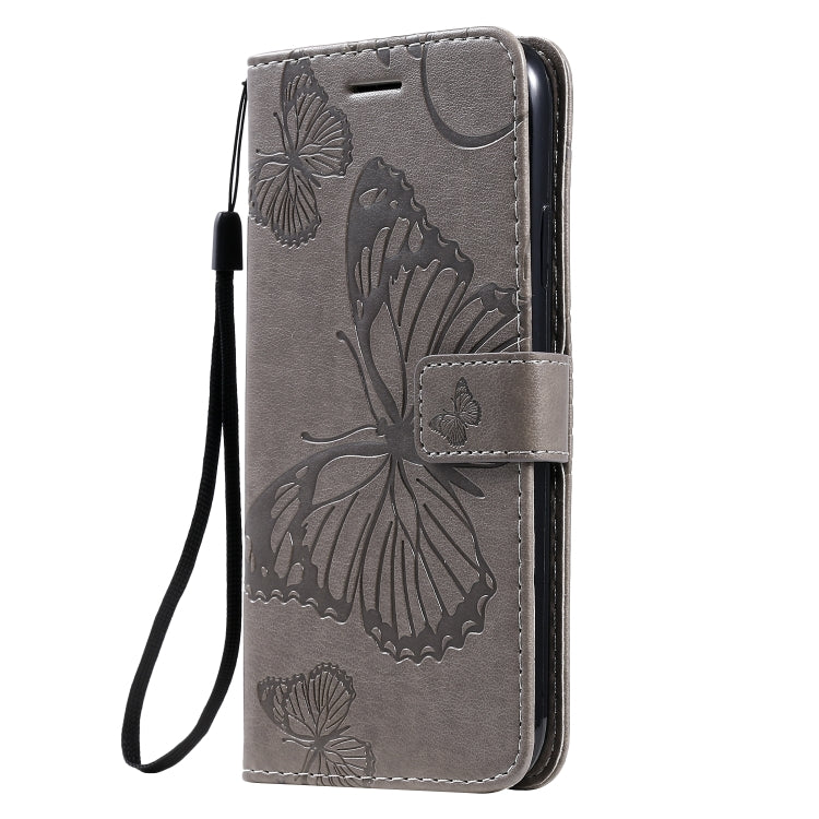 For iPhone 11 Pressed Printing Butterfly Pattern Horizontal Flip PU Leather Case with Holder & Card Slots & Wallet & Lanyard (Grey) - iPhone 11 Cases by buy2fix | Online Shopping UK | buy2fix