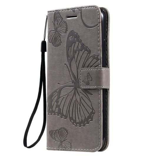 For iPhone 11 Pressed Printing Butterfly Pattern Horizontal Flip PU Leather Case with Holder & Card Slots & Wallet & Lanyard (Grey) - iPhone 11 Cases by buy2fix | Online Shopping UK | buy2fix
