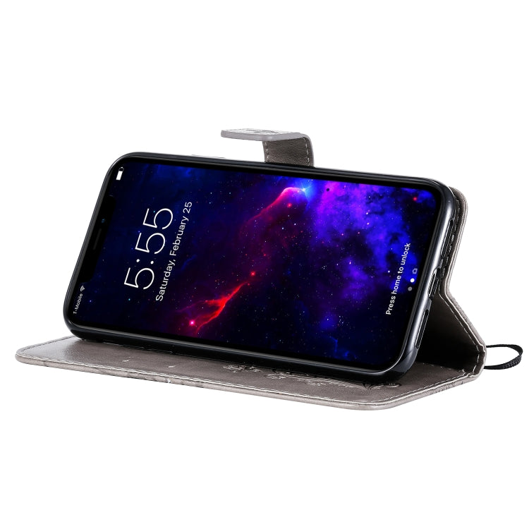 For iPhone 11 Pressed Printing Butterfly Pattern Horizontal Flip PU Leather Case with Holder & Card Slots & Wallet & Lanyard (Grey) - iPhone 11 Cases by buy2fix | Online Shopping UK | buy2fix
