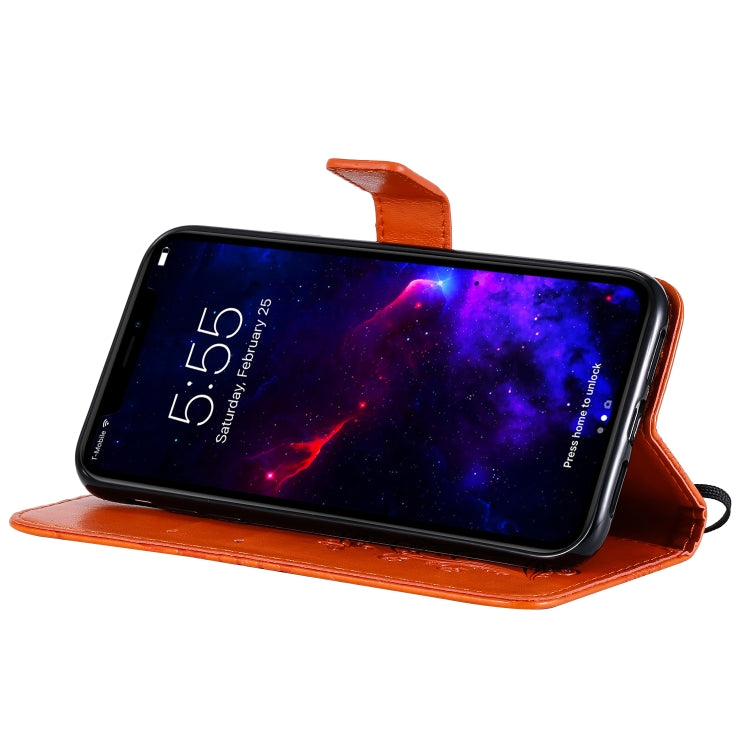 For iPhone 11 Pressed Printing Butterfly Pattern Horizontal Flip PU Leather Case with Holder & Card Slots & Wallet & Lanyard (Orange) - iPhone 11 Cases by buy2fix | Online Shopping UK | buy2fix