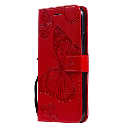 For iPhone 11 Pressed Printing Butterfly Pattern Horizontal Flip PU Leather Case with Holder & Card Slots & Wallet & Lanyard (Red) - iPhone 11 Cases by buy2fix | Online Shopping UK | buy2fix