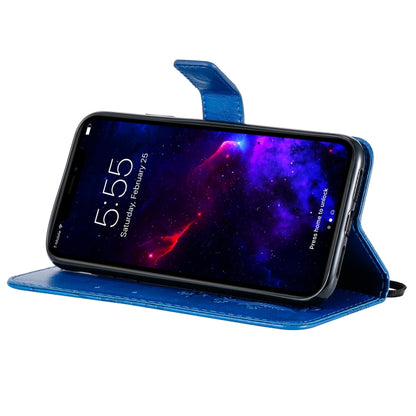 For iPhone 11 Pressed Printing Butterfly Pattern Horizontal Flip PU Leather Case with Holder & Card Slots & Wallet & Lanyard (Blue) - iPhone 11 Cases by buy2fix | Online Shopping UK | buy2fix