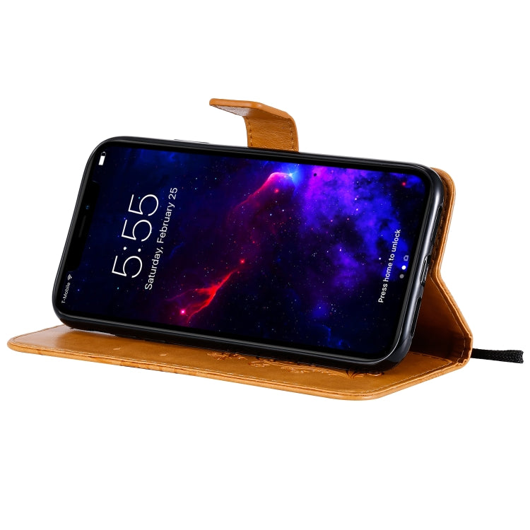 For iPhone 11 Pressed Printing Butterfly Pattern Horizontal Flip PU Leather Case with Holder & Card Slots & Wallet & Lanyard (Yellow) - iPhone 11 Cases by buy2fix | Online Shopping UK | buy2fix