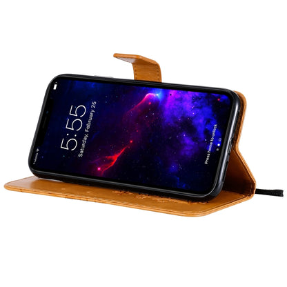 For iPhone 11 Pressed Printing Butterfly Pattern Horizontal Flip PU Leather Case with Holder & Card Slots & Wallet & Lanyard (Yellow) - iPhone 11 Cases by buy2fix | Online Shopping UK | buy2fix