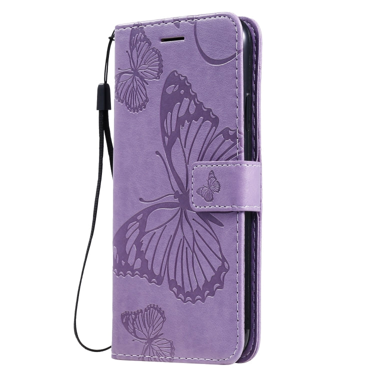 For iPhone 11 Pressed Printing Butterfly Pattern Horizontal Flip PU Leather Case with Holder & Card Slots & Wallet & Lanyard (Purple) - iPhone 11 Cases by buy2fix | Online Shopping UK | buy2fix