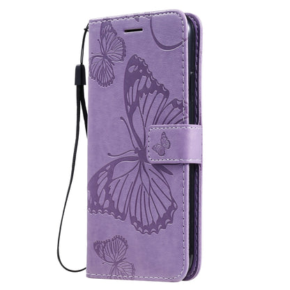 For iPhone 11 Pressed Printing Butterfly Pattern Horizontal Flip PU Leather Case with Holder & Card Slots & Wallet & Lanyard (Purple) - iPhone 11 Cases by buy2fix | Online Shopping UK | buy2fix