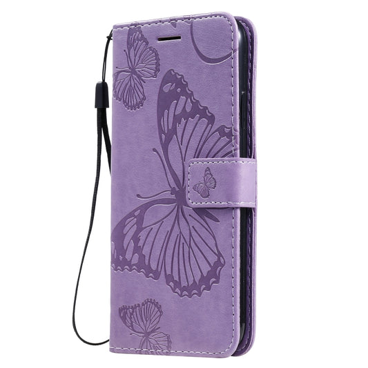 For iPhone 11 Pressed Printing Butterfly Pattern Horizontal Flip PU Leather Case with Holder & Card Slots & Wallet & Lanyard (Purple) - iPhone 11 Cases by buy2fix | Online Shopping UK | buy2fix