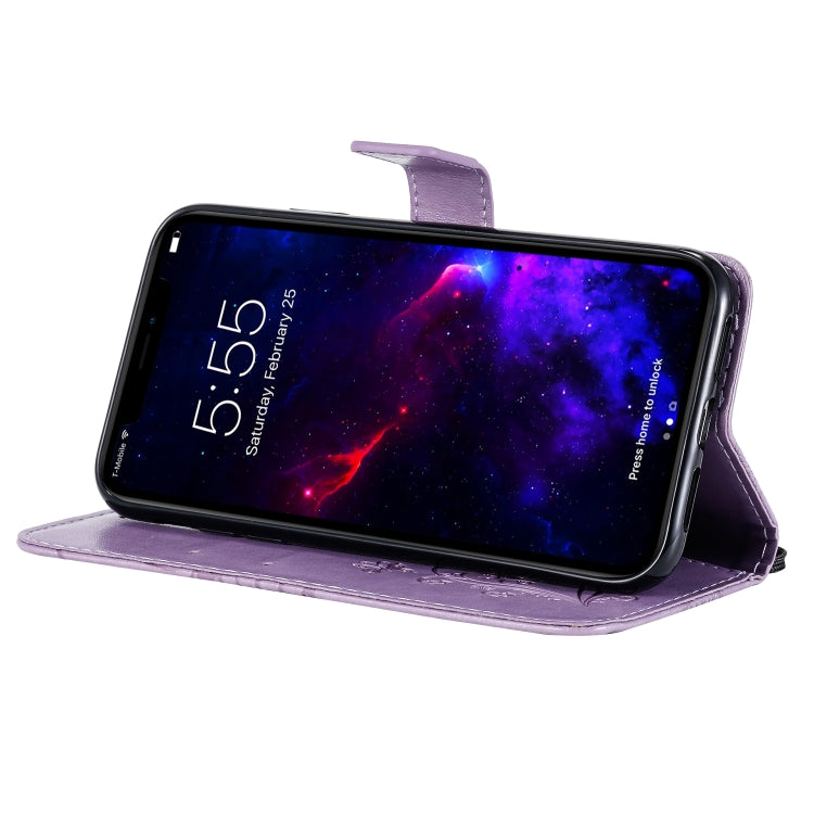 For iPhone 11 Pressed Printing Butterfly Pattern Horizontal Flip PU Leather Case with Holder & Card Slots & Wallet & Lanyard (Purple) - iPhone 11 Cases by buy2fix | Online Shopping UK | buy2fix