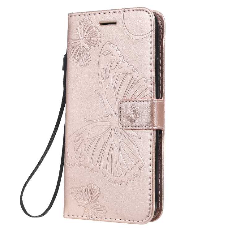 For iPhone 11 Pressed Printing Butterfly Pattern Horizontal Flip PU Leather Case with Holder & Card Slots & Wallet & Lanyard (Rose Gold) - iPhone 11 Cases by buy2fix | Online Shopping UK | buy2fix