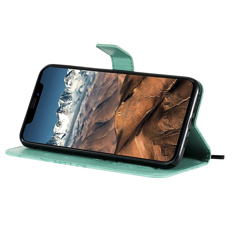 For iPhone 11 Pro Max Pressed Printing Butterfly Pattern Horizontal Flip PU Leather Case with Holder & Card Slots & Wallet & Lanyard (Green) - iPhone 11 Pro Max Cases by buy2fix | Online Shopping UK | buy2fix