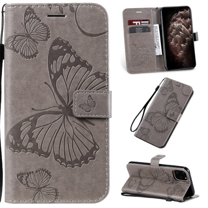 For iPhone 11 Pro Max Pressed Printing Butterfly Pattern Horizontal Flip PU Leather Case with Holder & Card Slots & Wallet & Lanyard (Grey) - iPhone 11 Pro Max Cases by buy2fix | Online Shopping UK | buy2fix