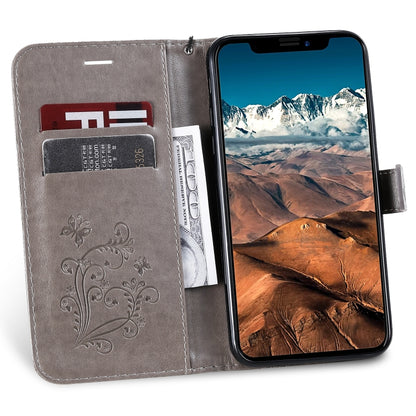 For iPhone 11 Pro Max Pressed Printing Butterfly Pattern Horizontal Flip PU Leather Case with Holder & Card Slots & Wallet & Lanyard (Grey) - iPhone 11 Pro Max Cases by buy2fix | Online Shopping UK | buy2fix