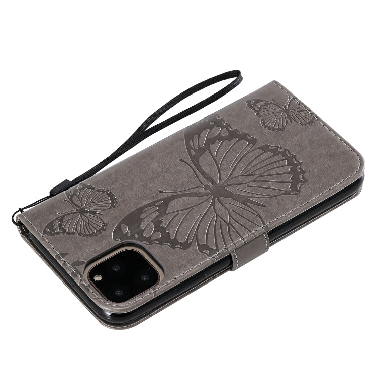 For iPhone 11 Pro Max Pressed Printing Butterfly Pattern Horizontal Flip PU Leather Case with Holder & Card Slots & Wallet & Lanyard (Grey) - iPhone 11 Pro Max Cases by buy2fix | Online Shopping UK | buy2fix