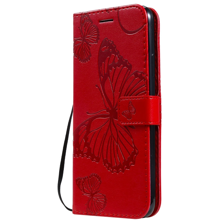 For iPhone 11 Pro Max Pressed Printing Butterfly Pattern Horizontal Flip PU Leather Case with Holder & Card Slots & Wallet & Lanyard (Red) - iPhone 11 Pro Max Cases by buy2fix | Online Shopping UK | buy2fix