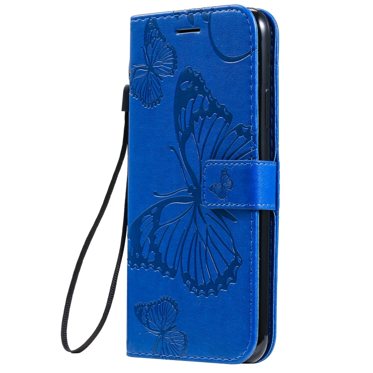 For iPhone 11 Pro Max Pressed Printing Butterfly Pattern Horizontal Flip PU Leather Case with Holder & Card Slots & Wallet & Lanyard (Blue) - iPhone 11 Pro Max Cases by buy2fix | Online Shopping UK | buy2fix