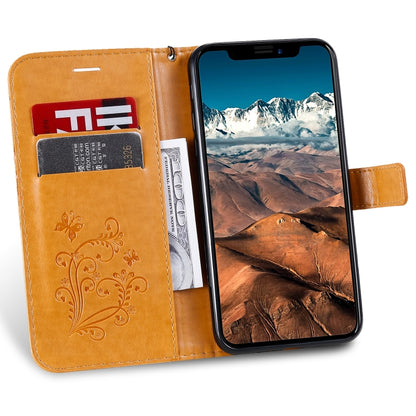 For iPhone 11 Pro Max Pressed Printing Butterfly Pattern Horizontal Flip PU Leather Case with Holder & Card Slots & Wallet & Lanyard (Yellow) - iPhone 11 Pro Max Cases by buy2fix | Online Shopping UK | buy2fix