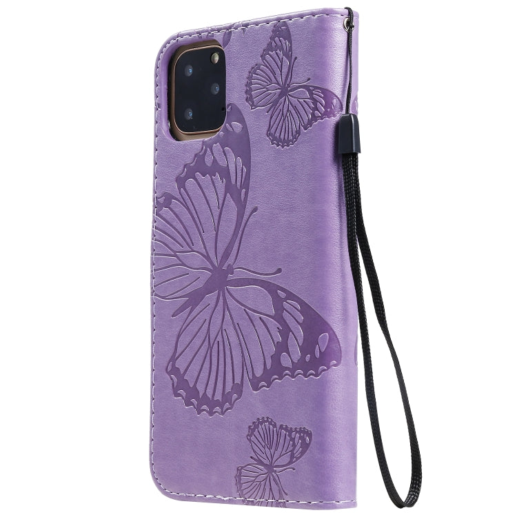 For iPhone 11 Pro Max Pressed Printing Butterfly Pattern Horizontal Flip PU Leather Case with Holder & Card Slots & Wallet & Lanyard (Purple) - iPhone 11 Pro Max Cases by buy2fix | Online Shopping UK | buy2fix