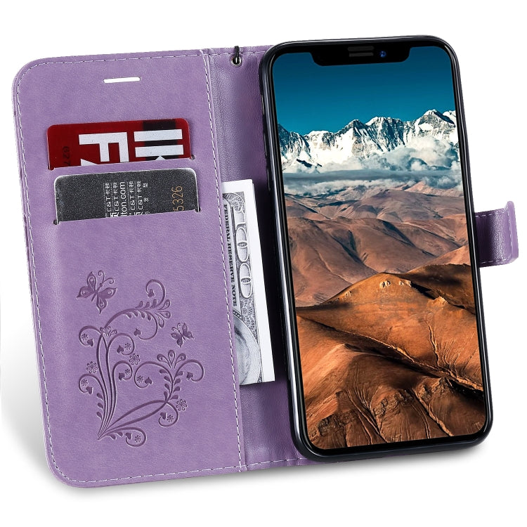 For iPhone 11 Pro Max Pressed Printing Butterfly Pattern Horizontal Flip PU Leather Case with Holder & Card Slots & Wallet & Lanyard (Purple) - iPhone 11 Pro Max Cases by buy2fix | Online Shopping UK | buy2fix