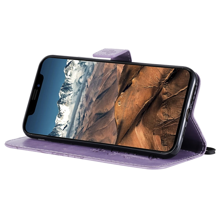 For iPhone 11 Pro Max Pressed Printing Butterfly Pattern Horizontal Flip PU Leather Case with Holder & Card Slots & Wallet & Lanyard (Purple) - iPhone 11 Pro Max Cases by buy2fix | Online Shopping UK | buy2fix