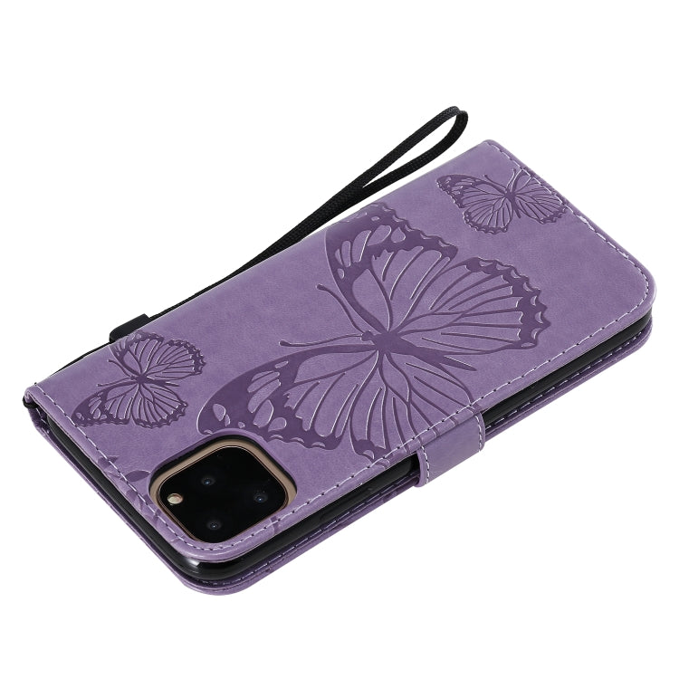 For iPhone 11 Pro Max Pressed Printing Butterfly Pattern Horizontal Flip PU Leather Case with Holder & Card Slots & Wallet & Lanyard (Purple) - iPhone 11 Pro Max Cases by buy2fix | Online Shopping UK | buy2fix