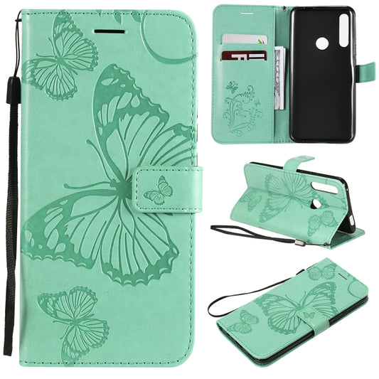 Pressed Printing Butterfly Pattern Horizontal Flip PU Leather Case with Holder & Card Slots & Wallet & Lanyard For Huawei P Smart Z / Y9 Prime 2019(Green) - Huawei Cases by buy2fix | Online Shopping UK | buy2fix