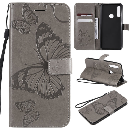 Pressed Printing Butterfly Pattern Horizontal Flip PU Leather Case with Holder & Card Slots & Wallet & Lanyard For Huawei P Smart Z / Y9 Prime 2019(Grey) - Huawei Cases by buy2fix | Online Shopping UK | buy2fix