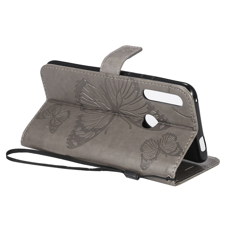 Pressed Printing Butterfly Pattern Horizontal Flip PU Leather Case with Holder & Card Slots & Wallet & Lanyard For Huawei P Smart Z / Y9 Prime 2019(Grey) - Huawei Cases by buy2fix | Online Shopping UK | buy2fix