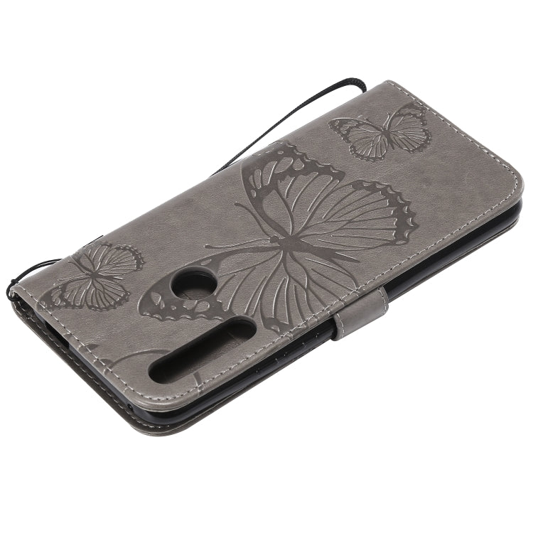 Pressed Printing Butterfly Pattern Horizontal Flip PU Leather Case with Holder & Card Slots & Wallet & Lanyard For Huawei P Smart Z / Y9 Prime 2019(Grey) - Huawei Cases by buy2fix | Online Shopping UK | buy2fix