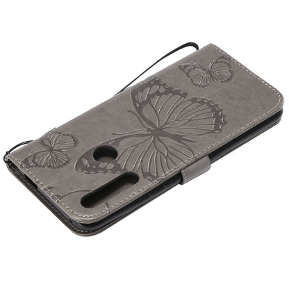 Pressed Printing Butterfly Pattern Horizontal Flip PU Leather Case with Holder & Card Slots & Wallet & Lanyard For Huawei P Smart Z / Y9 Prime 2019(Grey) - Huawei Cases by buy2fix | Online Shopping UK | buy2fix