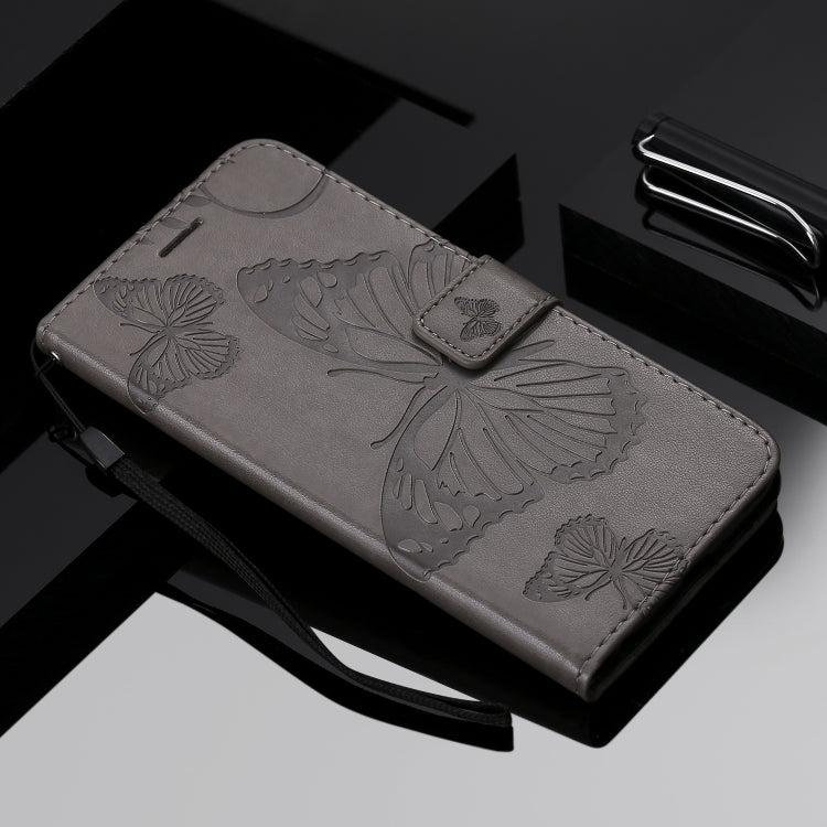 Pressed Printing Butterfly Pattern Horizontal Flip PU Leather Case with Holder & Card Slots & Wallet & Lanyard For Huawei P Smart Z / Y9 Prime 2019(Grey) - Huawei Cases by buy2fix | Online Shopping UK | buy2fix