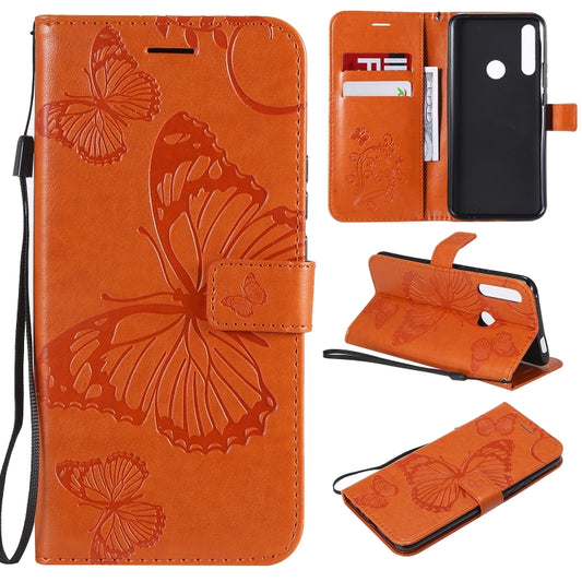 Pressed Printing Butterfly Pattern Horizontal Flip PU Leather Case with Holder & Card Slots & Wallet & Lanyard For Huawei P Smart Z / Y9 Prime 2019(Orange) - Huawei Cases by buy2fix | Online Shopping UK | buy2fix
