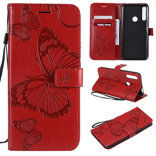 Pressed Printing Butterfly Pattern Horizontal Flip PU Leather Case with Holder & Card Slots & Wallet & Lanyard For Huawei P Smart Z / Y9 Prime 2019(Red) - Huawei Cases by buy2fix | Online Shopping UK | buy2fix
