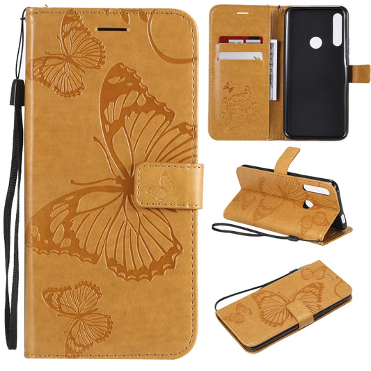 Pressed Printing Butterfly Pattern Horizontal Flip PU Leather Case with Holder & Card Slots & Wallet & Lanyard For Huawei P Smart Z / Y9 Prime 2019(Yellow) - Huawei Cases by buy2fix | Online Shopping UK | buy2fix