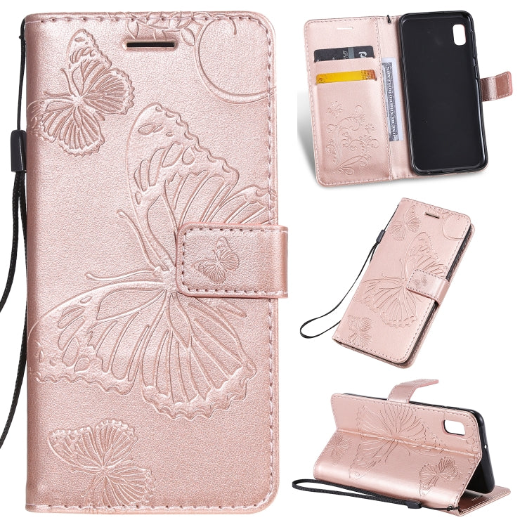 Pressed Printing Butterfly Pattern Horizontal Flip PU Leather Case with Holder & Card Slots & Wallet & Lanyard For Galaxy A80(Rose Gold) by buy2fix