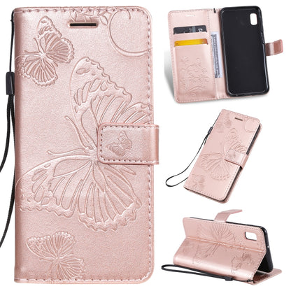 Pressed Printing Butterfly Pattern Horizontal Flip PU Leather Case with Holder & Card Slots & Wallet & Lanyard For Galaxy A80(Rose Gold) by buy2fix