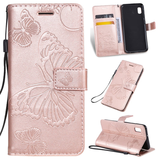 Pressed Printing Butterfly Pattern Horizontal Flip PU Leather Case with Holder & Card Slots & Wallet & Lanyard For Galaxy A80(Rose Gold) by buy2fix