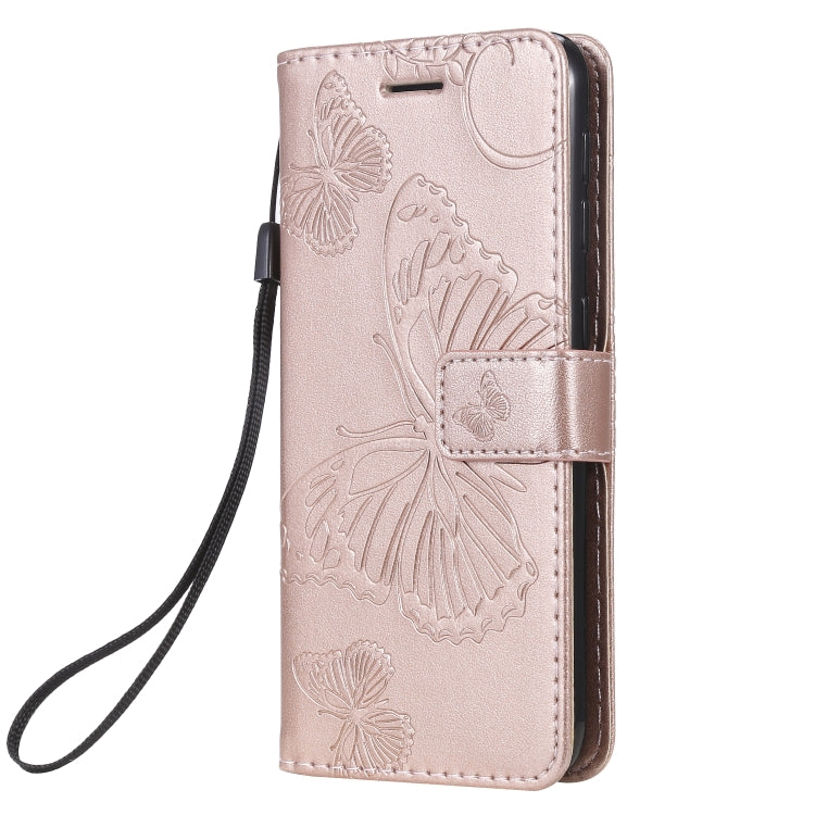 Pressed Printing Butterfly Pattern Horizontal Flip PU Leather Case with Holder & Card Slots & Wallet & Lanyard For Galaxy A80(Rose Gold) by buy2fix