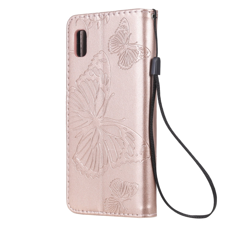 Pressed Printing Butterfly Pattern Horizontal Flip PU Leather Case with Holder & Card Slots & Wallet & Lanyard For Galaxy A80(Rose Gold) by buy2fix