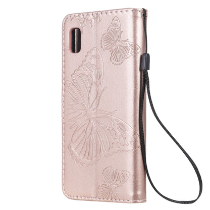 Pressed Printing Butterfly Pattern Horizontal Flip PU Leather Case with Holder & Card Slots & Wallet & Lanyard For Galaxy A80(Rose Gold) by buy2fix