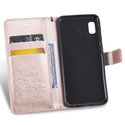 Pressed Printing Butterfly Pattern Horizontal Flip PU Leather Case with Holder & Card Slots & Wallet & Lanyard For Galaxy A80(Rose Gold) by buy2fix