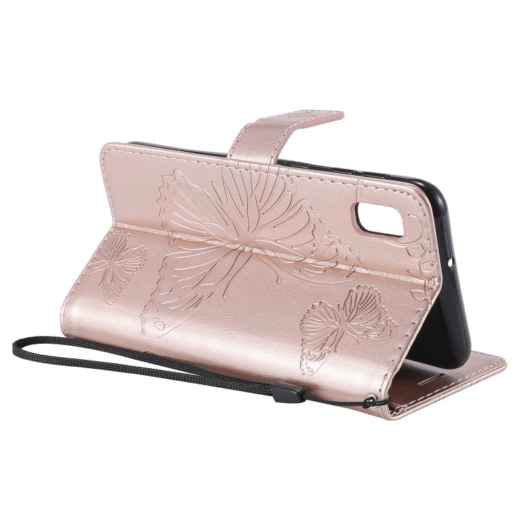 Pressed Printing Butterfly Pattern Horizontal Flip PU Leather Case with Holder & Card Slots & Wallet & Lanyard For Galaxy A80(Rose Gold) by buy2fix