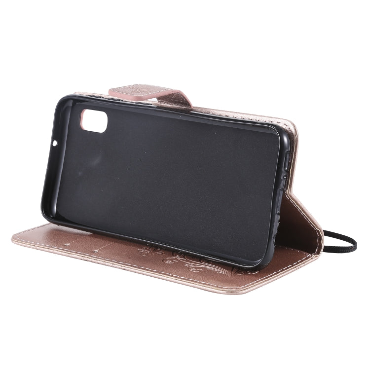 Pressed Printing Butterfly Pattern Horizontal Flip PU Leather Case with Holder & Card Slots & Wallet & Lanyard For Galaxy A80(Rose Gold) by buy2fix