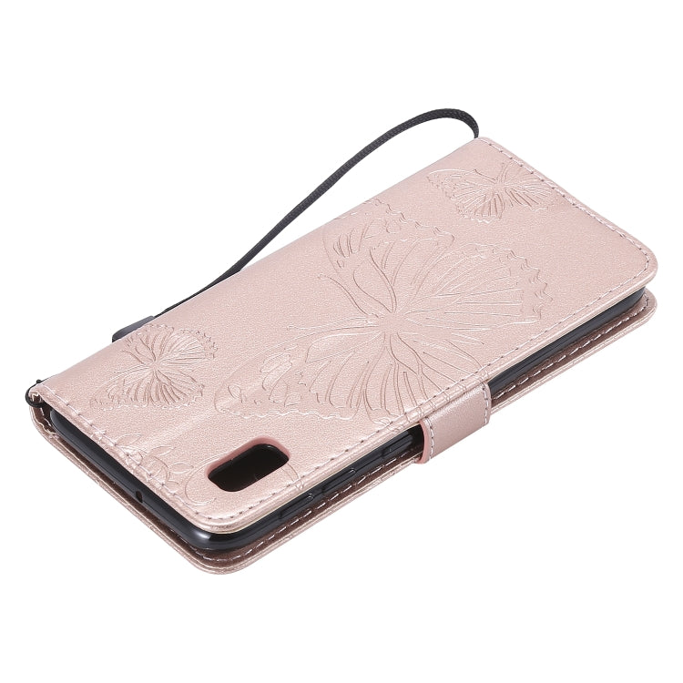 Pressed Printing Butterfly Pattern Horizontal Flip PU Leather Case with Holder & Card Slots & Wallet & Lanyard For Galaxy A80(Rose Gold) by buy2fix